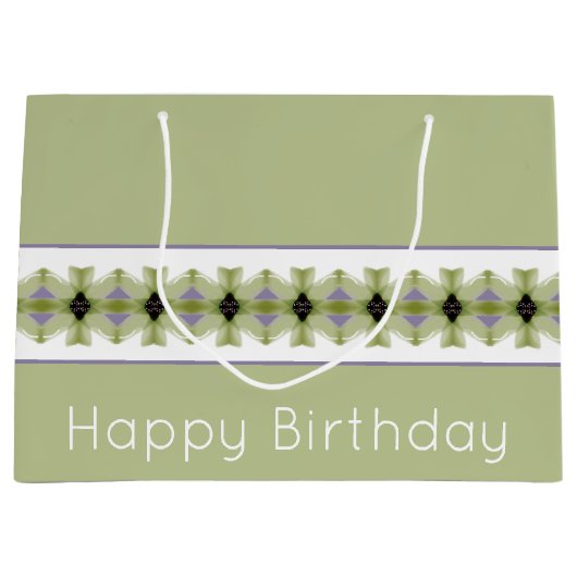 Bloempatroon met groen groot cadeauzakje (Voorkant)