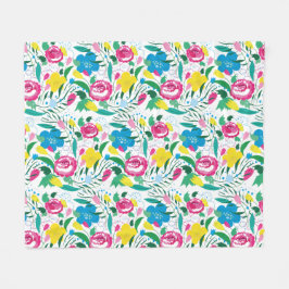Bloempatroon met kleurrijk boeket. fleece deken