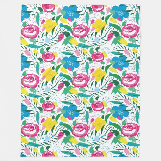 Bloempatroon met kleurrijk boeket. fleece deken (Voorkant)