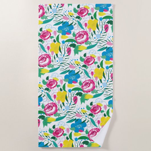 Bloempatroon met kleurrijk boeket. strandlaken (Voorkant)