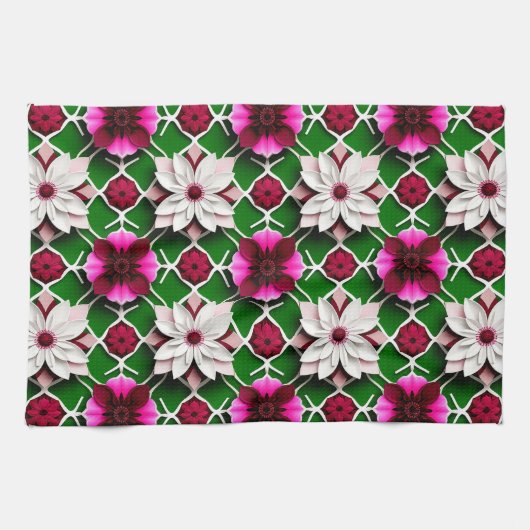 Bloempatroon met kleurrijke bloemen theedoek (Horizontaal)