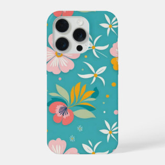 Bloempatroon met pastelkleuren iPhone 15 pro case