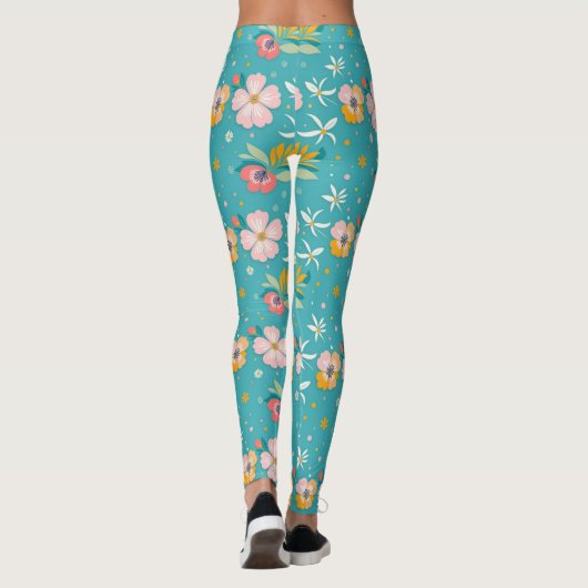 Bloempatroon met pastelkleuren leggings (Achterkant)