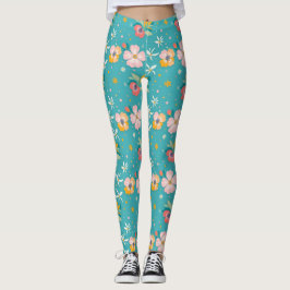 Bloempatroon met pastelkleuren leggings