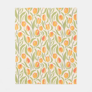 Bloempatroon met tulpen fleece deken