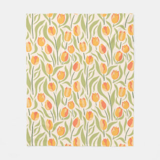 Bloempatroon met tulpen fleece deken
