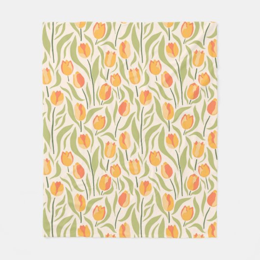 Bloempatroon met tulpen fleece deken (Voorkant)
