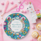 Bloempatroon Mexicaanse bruiloft gepersonaliseerd Papieren Bordje (Feest)