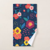 Bloempatroon Modern Blauw Koraal Geel Vet Bad Handdoek (Handdoek)