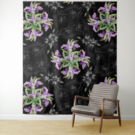 Bloempatroon Monochrome korenbloemen Orchidee Wandkleed
