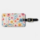 Bloempatroon monogram Bagagelabel (Voorkant horizontaal)