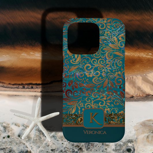 Bloempatroon Monogram iPhone / iPad hoesje