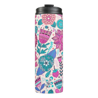  bloempatroon. Naadloze botanische textuur Thermosbeker