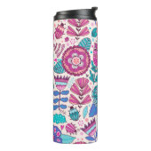  bloempatroon. Naadloze botanische textuur Thermosbeker (Gedraaid links)