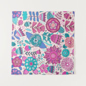  bloempatroon. Naadloze botanische textuur Wandkleed (Voorkant (horizontaal))