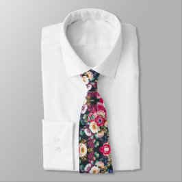 Bloempatroon op een donkere achtergrond stropdas