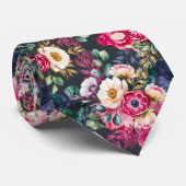 Bloempatroon op een donkere achtergrond stropdas (Opgerold)