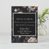 bloempatroon op een zwarte achtergrond kaart (Staand voorkant)