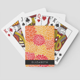 Bloempatroon, Oranje Dahlia, Uw Naam Pokerkaarten