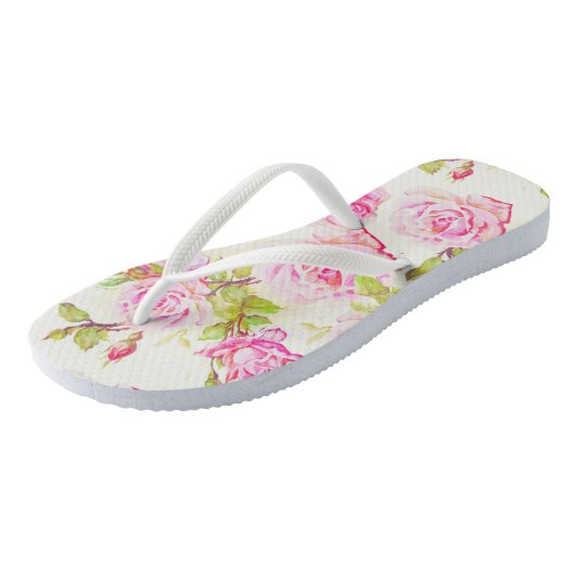 Bloempatroon Oude Rozen Vrouw Flip Flop (Schuin)