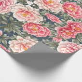 Bloempatroon Pioenbloemen Cadeaupapier (Hoek)