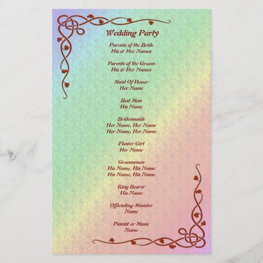 Bloempatroon Regenboog Herfst bruiloft programma (Achterkant)