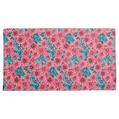 Bloempatroon rode waterverf petunia kussensloop (Voorkant-Rechts)