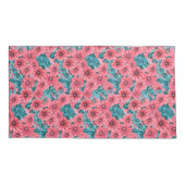 Bloempatroon rode waterverf petunia kussensloop (Achterkant-Links)