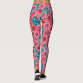 Bloempatroon rode waterverf petunia leggings (Achterkant)
