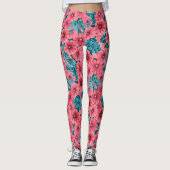 Bloempatroon rode waterverf petunia leggings (Voorkant)