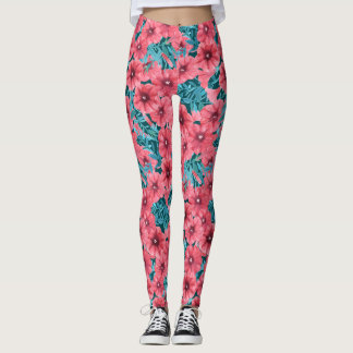 Bloempatroon rode waterverf petunia leggings