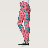 Bloempatroon rode waterverf petunia leggings (Links)