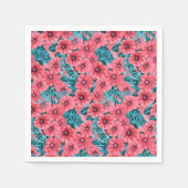 Bloempatroon rode waterverf petunia servetten (Voorkant)