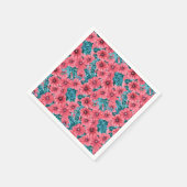 Bloempatroon rode waterverf petunia servetten (Hoek)