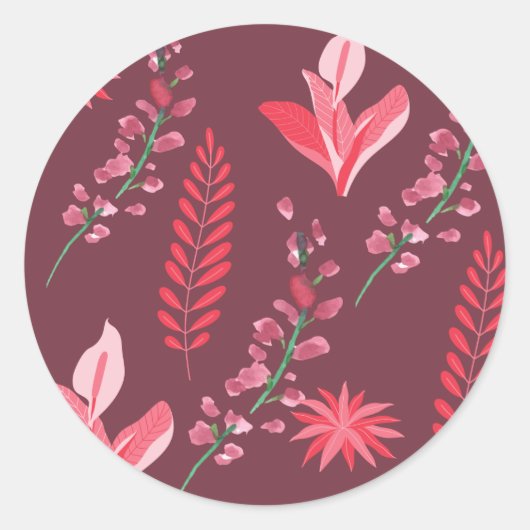 Bloempatroon. Ronde Sticker (Voorkant)