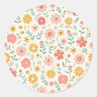 bloempatroon ronde sticker