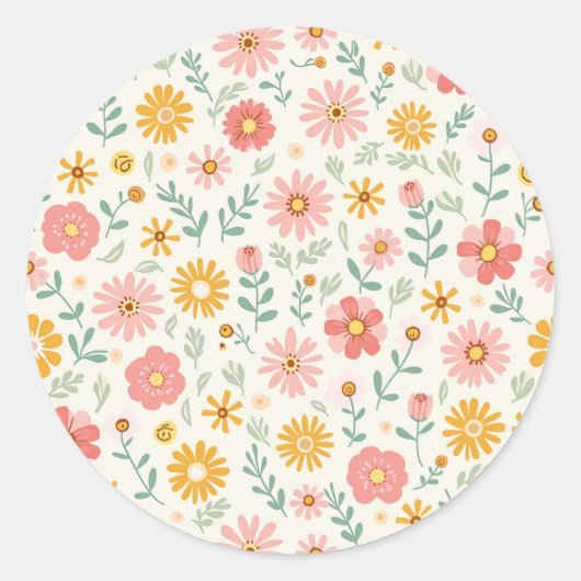bloempatroon ronde sticker (Voorkant)