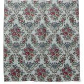 Bloempatroon Rood Groen Geel Blauw Bloemen Douchegordijn (Voorkant)