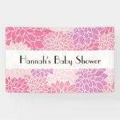 Bloempatroon, roze Dahlia, Baby shower Spandoek (Horizontaal)