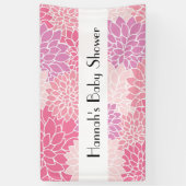 Bloempatroon, roze Dahlia, Baby shower Spandoek (Verticaal)