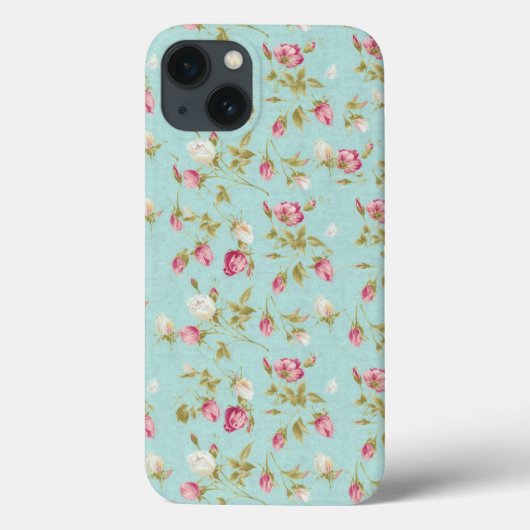 bloempatroon rozen blauw roos Case-Mate iPhone case (Achterkant)