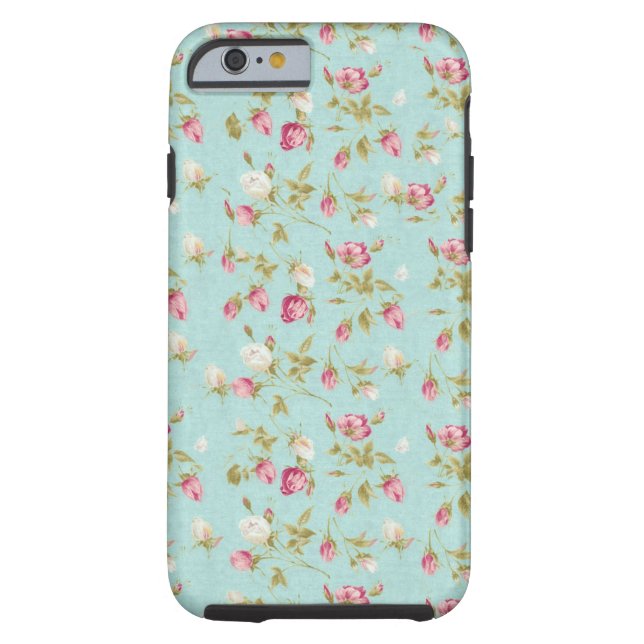  bloempatroon rozen blauw roos Case-Mate iPhone case (Achterkant)