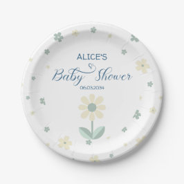 Bloempatroon Sage Green Boy Baby shower Papieren Bordje