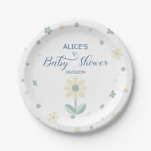 Bloempatroon Sage Green Boy Baby shower Papieren Bordje