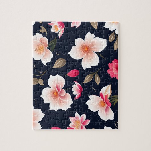 Bloempatroon Schattige Wit en Roze Bloemen Legpuzzel (Verticaal)