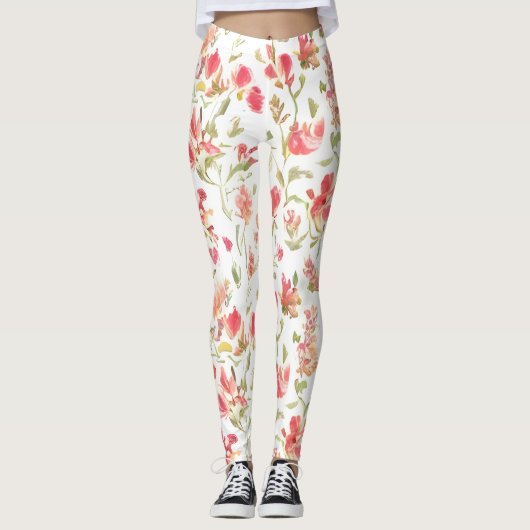 Bloempatroon Snapdragon Bloemen Leggings (Voorkant)
