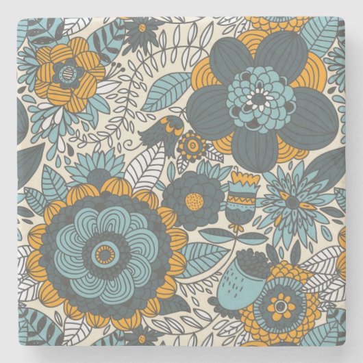  bloempatroon stenen onderzetter (Voorkant)