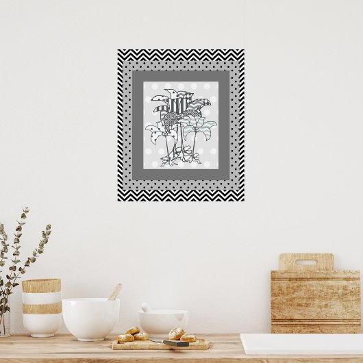 Bloempatroon Thuis Appartement Cadeau Poster (Keuken)