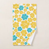 Bloempatroon - Turquoise en Yellow Bad Handdoek (Handdoek)