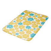 Bloempatroon - Turquoise en Yellow Badmat (Gekanteld)
